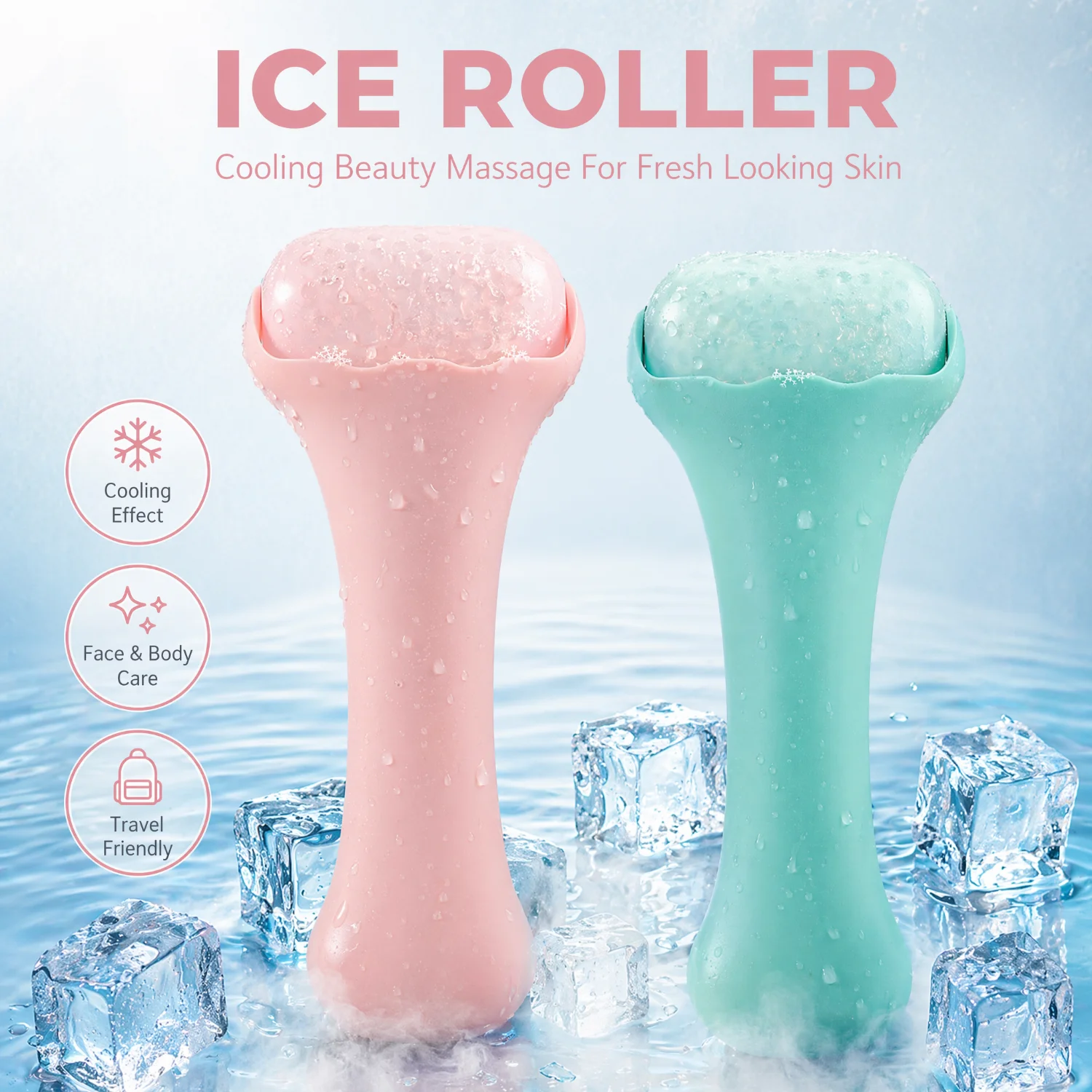 Ice Roller Face Cold - Wałek do twarzy z lodem, chłodzący