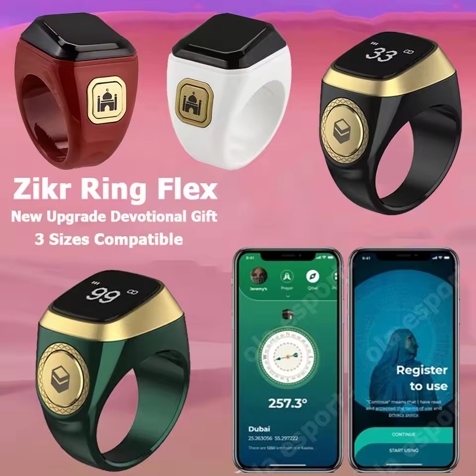 Blood Oxygen Monitor - Najnowszy inteligentny pierścień muzułmański Qibla Zikr
